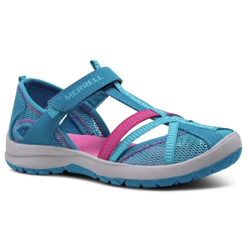 Merrell Girls Size 2 Turquoise & Pink Dragonfly Mesh Active Sandals NWOT